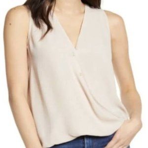 Chelsea.28 Tan Wrap Sleeveless Shirt, Like New, Size Medium